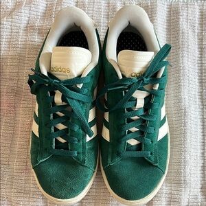 Adidas Forest Green and White Trainers